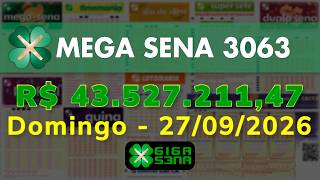 Resultado da Mega Sena 3063, Domingo, 27/09/2026