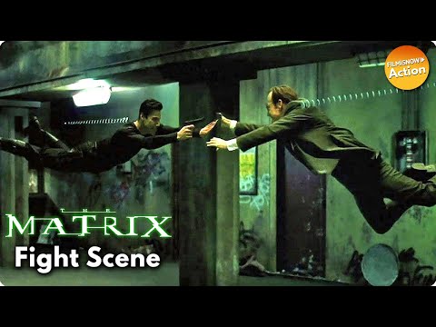 THE MATRIX (1999) 'Neo v Mr. Smith - Subway Fight' - Keanu Reeves | #TBT Action Movie Fight Scenes