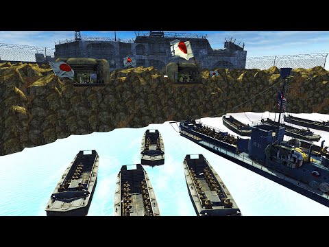 Iwo Jima Coastal Fortress Under Siege by ENDLESS WAVES! - Men of War: WW2 Mod Battle Simulator