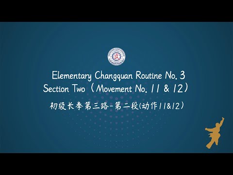 Elementary Changquan Routine No.3 - Section 2（Movement No. 11 & 12）with English AI voice.