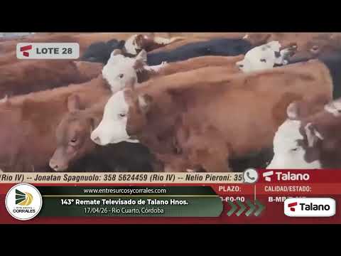 17-04-26 - 143º Remate Televisado de Talano Hnos.-  Río Cuarto, Córdoba