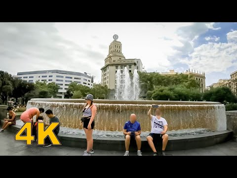 Andando pela PLAZA CATALUNYA, BARCELONA 4K UHD