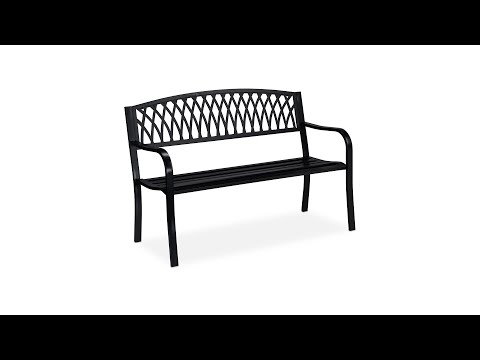 Banc de jardin noir Noir - Métal - 127 x 87 x 60 cm