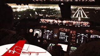 NIGHT LANDING Abu Dhabi - Inside Boeing 747-400 Cockpit