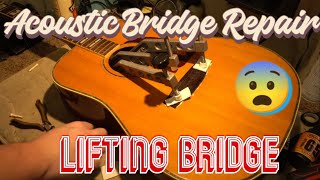 Video thumbnail for Acoustic Bridge Repair: Lifting Bridge Epiphone PR-775S by Boechler Guitars and Repair