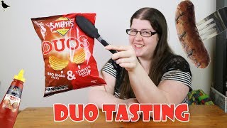 Smiths Duos Chips - BBQ Snag & Tomato Sauce Taste Test | Birdew Reviews