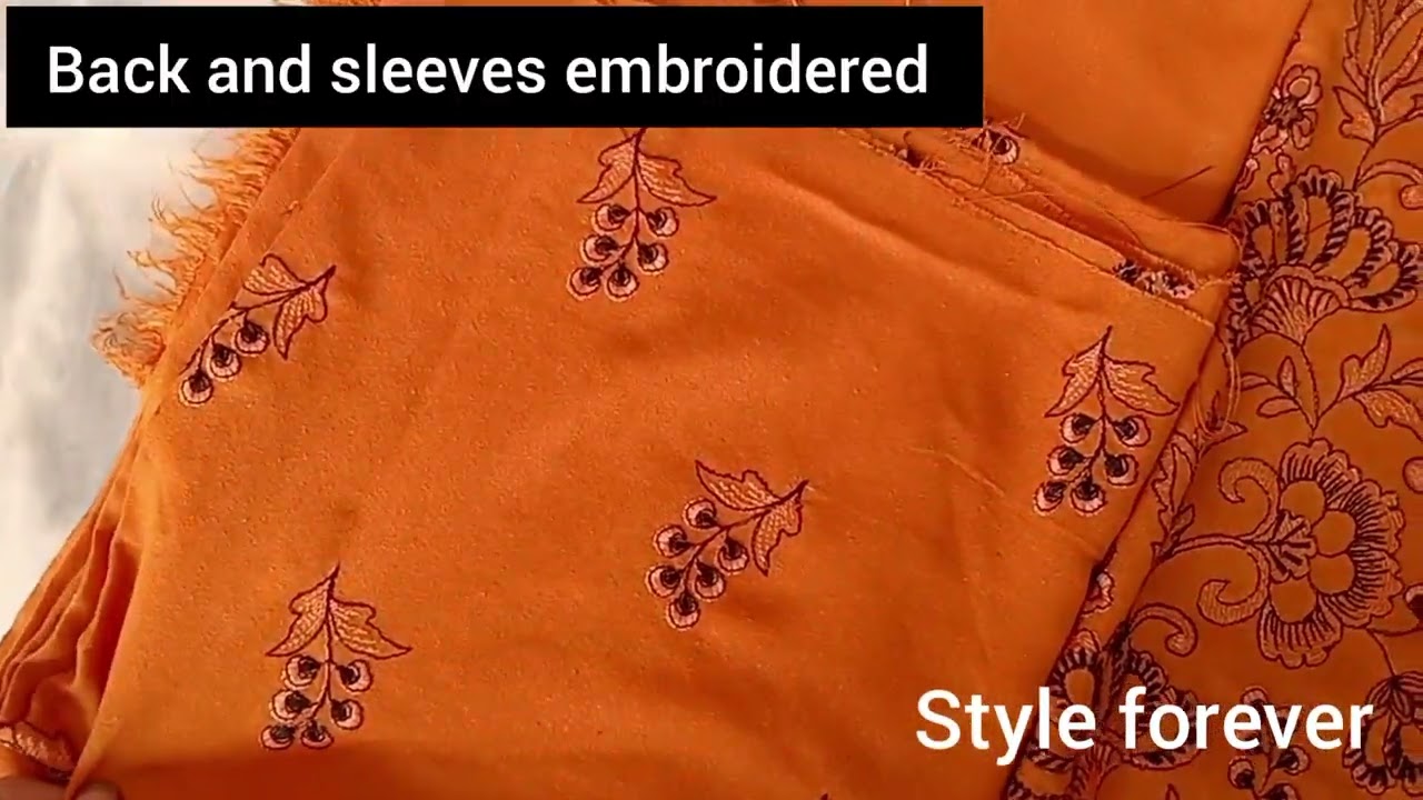 3 piece embroidered karandi suit with shiffon dupata winter collection/styleforever