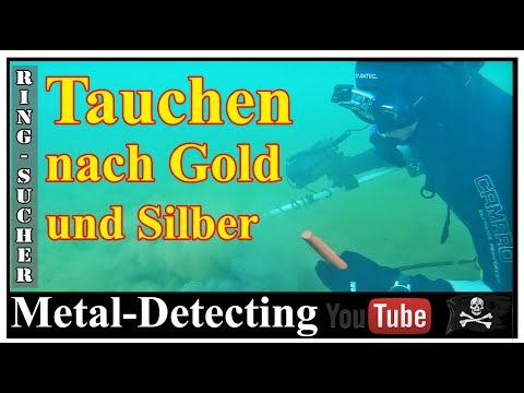 Tauchen nach Gold, Silber mit Blu3 Nemo. Schatzsuche mit dem Metalldetektor. Sondeln unter Wasser.