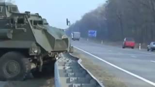 Ukraine News! UK Armored Vehicles 'Saxon' crash, one on railings other overturn kill driver