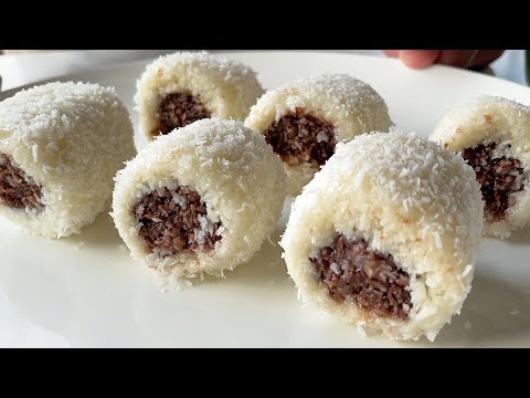 Deserts bez cepšanas 10 minūtēs! 👍 Kopā 3 sastāvdaļas! Kokosriekstu baudījums!