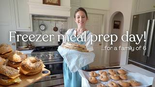 Freezer Meal Prep Day! 7 Recipes,  Homemade Tortillas, Protein Bagels, Breakfast & Full Dinners!