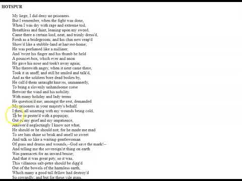 Henry IV Act 1 Scene 3 Hotspur's character