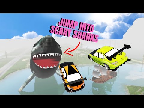 Beamng Drive - Cars Pixar  Jump into Scary Sharks - Fun Stunts Jumps Crash Compilation Carusak