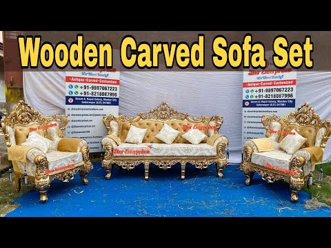 5 seater teak wood wooden luxury sofa set design for home