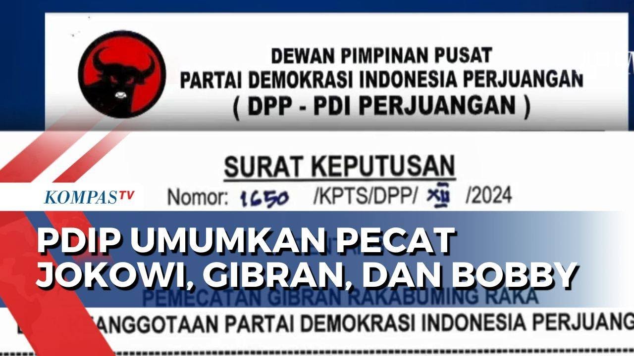 PDIP Resmi Umumkan Pecat Jokowi, Gibran, dan Bobby