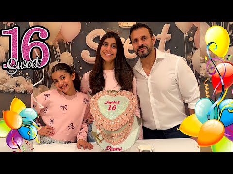 Deema SWEET 16 Happy Birthday Party Cake Surprise with Sally and Family