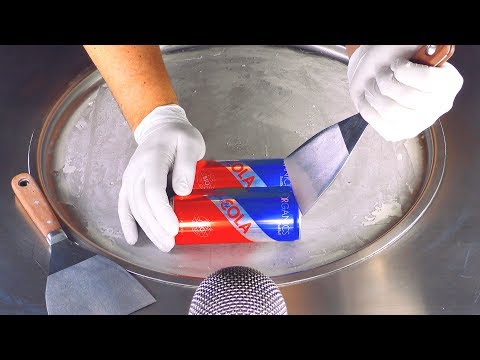 ASMR - Red Bull Cola Ice Cream Rolls | satisfying Ice Cream with Cola - tapping scratching & eating