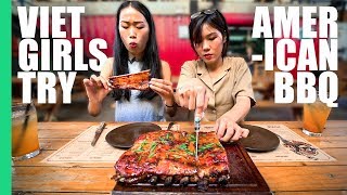 Vietnamese Girls Try American BBQ in Vietnam! (They put FISH SAUCE on it...) 🇺🇸🇻🇳