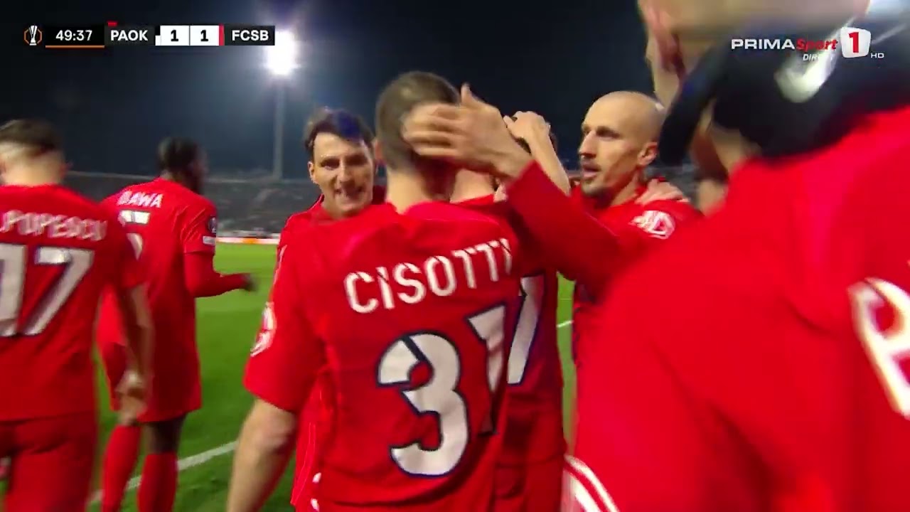 REZUMAT: PAOK Salonic - FCSB 1-2. Au făcut-o din nou😁 FCSB, aproape de optimile Europa League