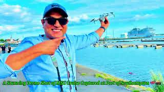 Rare drone shot of MSC and P&O Cruise captured at Port of Southampton - 4K Cinematic video.