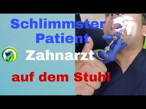 Zahnarzt wird selbst zum Patienten - Zahnarzt wird behandelt - Zahnarzt liegt auf dem Stuhl