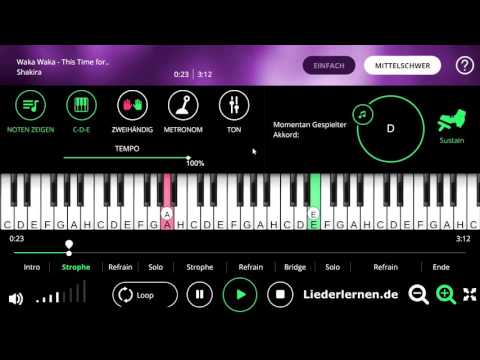 Shakira - Waka Waka (This Time for Africa) - Klavier lernen - Musiknoten - Akkorde