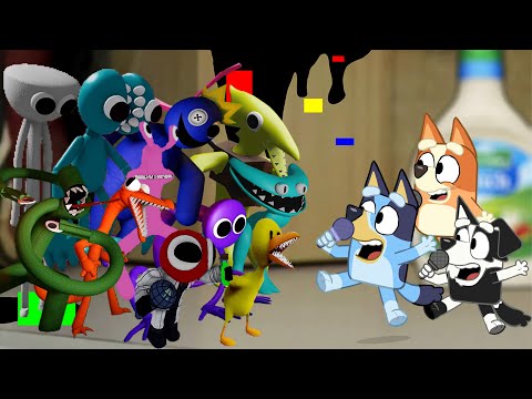 FNF Sliced But All Rainbow Friends Chapter 2 Vs Bluey, Bingo & Mackenzie SWAP | Friday Night Funkin'