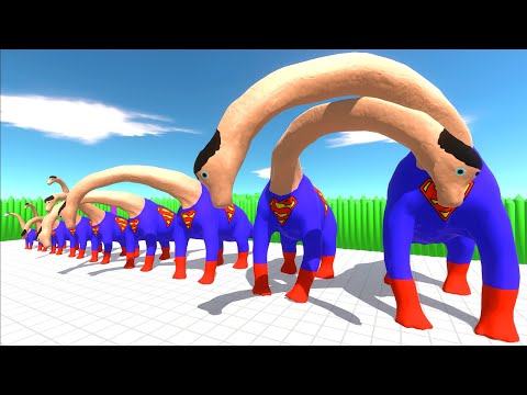 DEATH RUN vs DIFFERENT SIZE SUPERMAN BRACHIOSAURUS - Animal Revolt Battle Simulator
