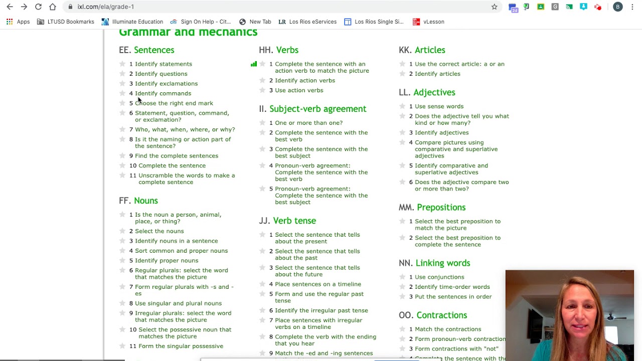 IXL Language Arts Syllables, Sentences, Nouns