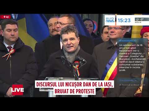 Discursul lui Nicușor Dan de la Iași, bruiat de simpatizanții AUR: Nu mai huiduți pe imnul național