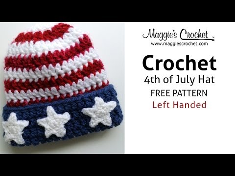 Patriotic Hat Free Crochet Pattern - Left Handed