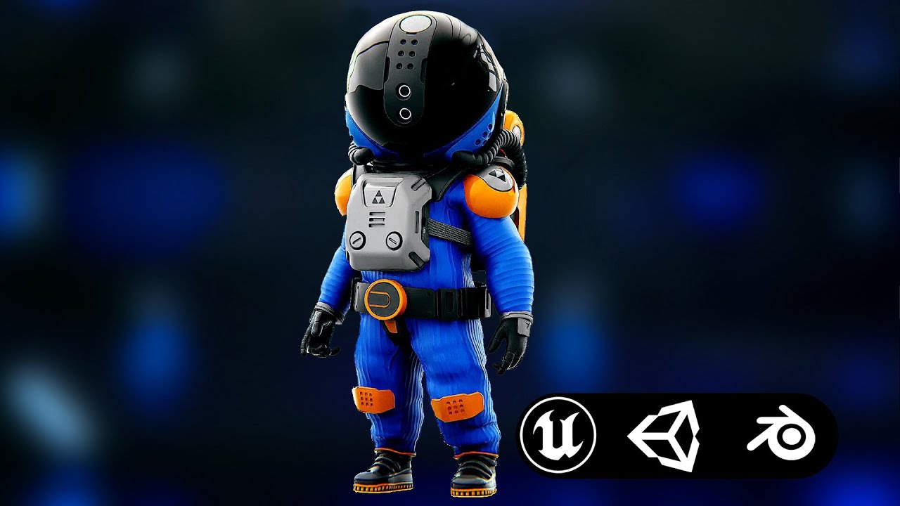 Toon Astronaut F-G Auto-Rig Pro Rigged For Mixamo Unreal Engine Unity 3D Model