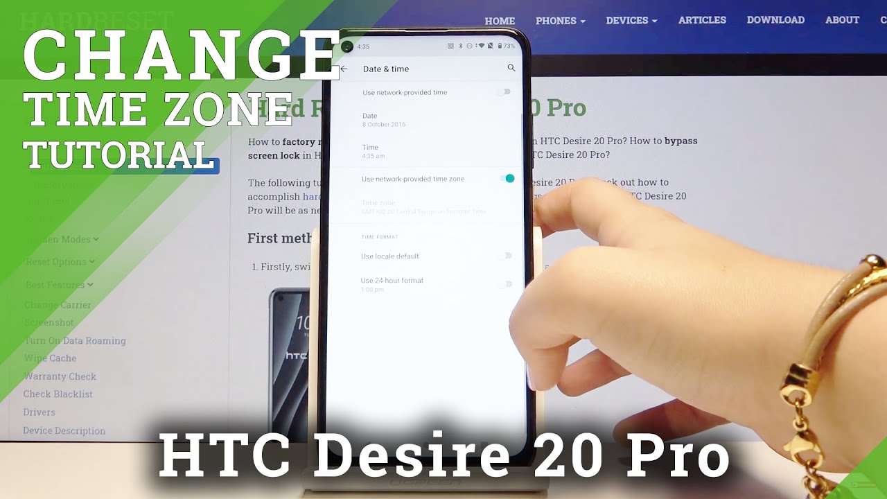 How to Set Up Date & Time on HTC Desire 20 Pro – Select Time Zone