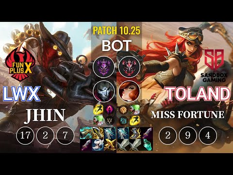 FPX Lwx Jhin vs SB.A TolanD Miss Fortune Bot - KR Patch 10.25