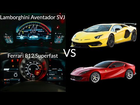Lamborghini Aventador SVJ vs Ferrari 812 Superfast Acceleration Battle