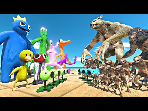 Werewolf Fights Rainbow Friends | Blue vs Werewolf - Animal Revolt Battle Simulator