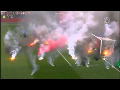 Sfeerbeelden vuurwerk fireworks PEC Zwolle Ajax Amsterdam de Kuip 20 04 2014 KNVB BEKER