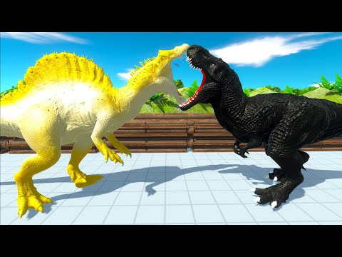 ALBINO SPINOSAURUS vs FROSTBITE SPINOSAURUS DEATH RUN - Animal Revolt Battle Simulator