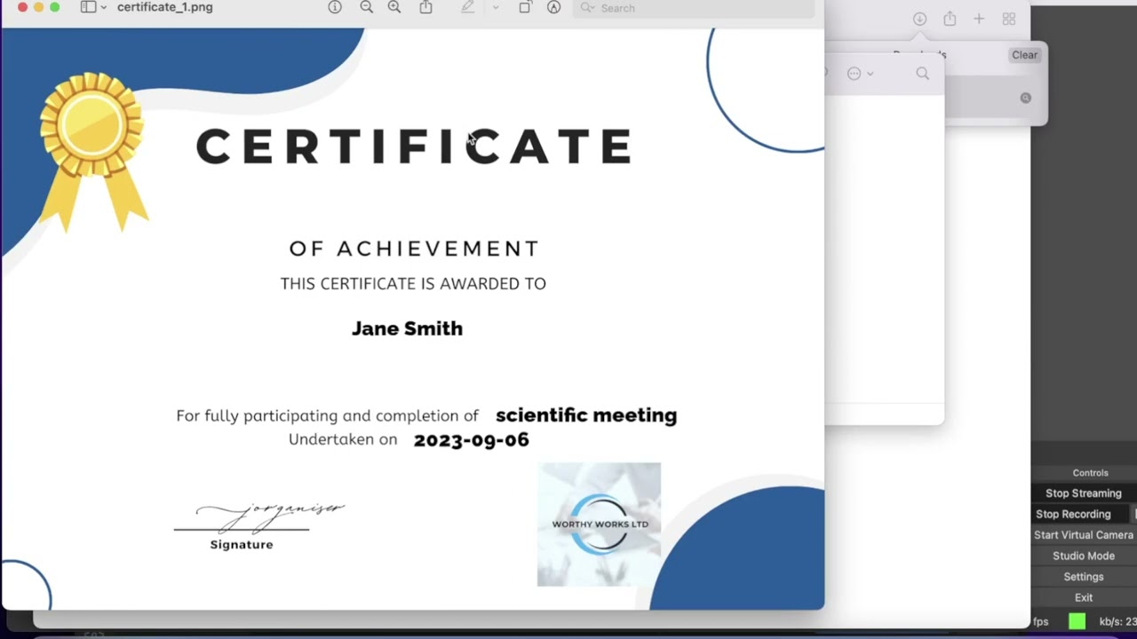 Customised bulk certificate generator - an app for mass production of signed digital certificates