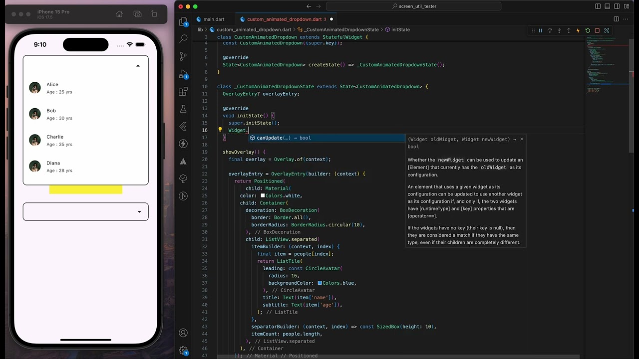 Custom Animated Dropdown Widget with Flutter