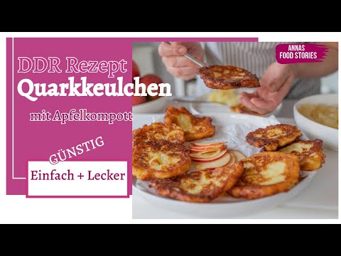 Quarkkeulchen mit Apfelkompott - traditionelles DDR Rezept - Hausmannskost - Kartoffel Pfannkuchen