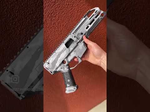 Vintage 1990s Urban Woodland Camo Cerakote Experimental Hammered Brass Grip Texture Hand Stippled