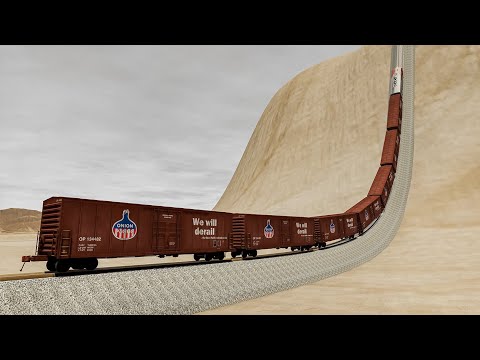 Impossible Hill Climb Rail Tracks Vs Train Crossing - BeamNG.Drive