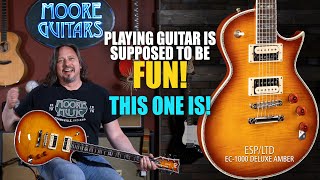 Video thumbnail for ESP/LTD EC-1000 Deluxe Has Class and Sass! {Gorgeous top and appointments - stellar pickup set!} by MooreMusicGuitars