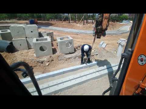 현장이동 경계석 작업 jk틸트 굴착기 굴삭기 포크레인 excavator digger operator