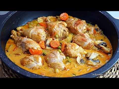 Pollo a la Jardinera con Champiñones - Receta Tradicional Fácil y Completa