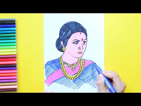 How to draw Ramya Krishnan as Sivagami [Bahubali Movie]