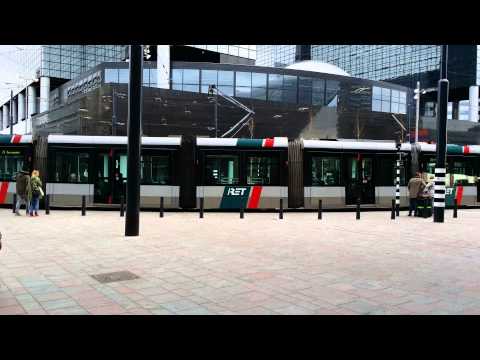 RET Rotterdam Tram 23 aankomst op Rotterdam Centraal naar Marconiplein