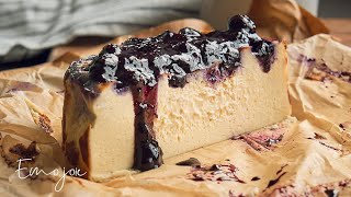 Blueberry Burnt Basque Cheesecake | Emojoie ASMR cooking