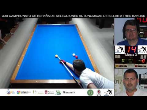 XXII Campeonato de Selecciones Autonómicas billar 3 bandas. Cataluña-Murcia Mesa 3